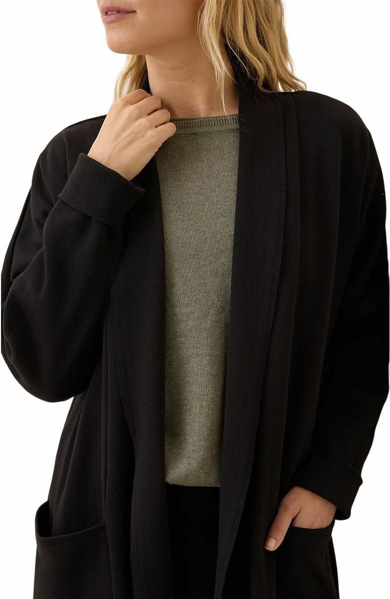 Pact Organic Cotton Airplane Wrap Cardigan, Alternate, color, Black