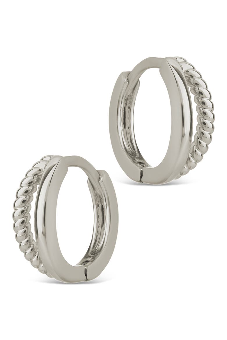 Judit Braided & Polished Micro Huggie Hoop Earrings, Alternate, color, SILVER