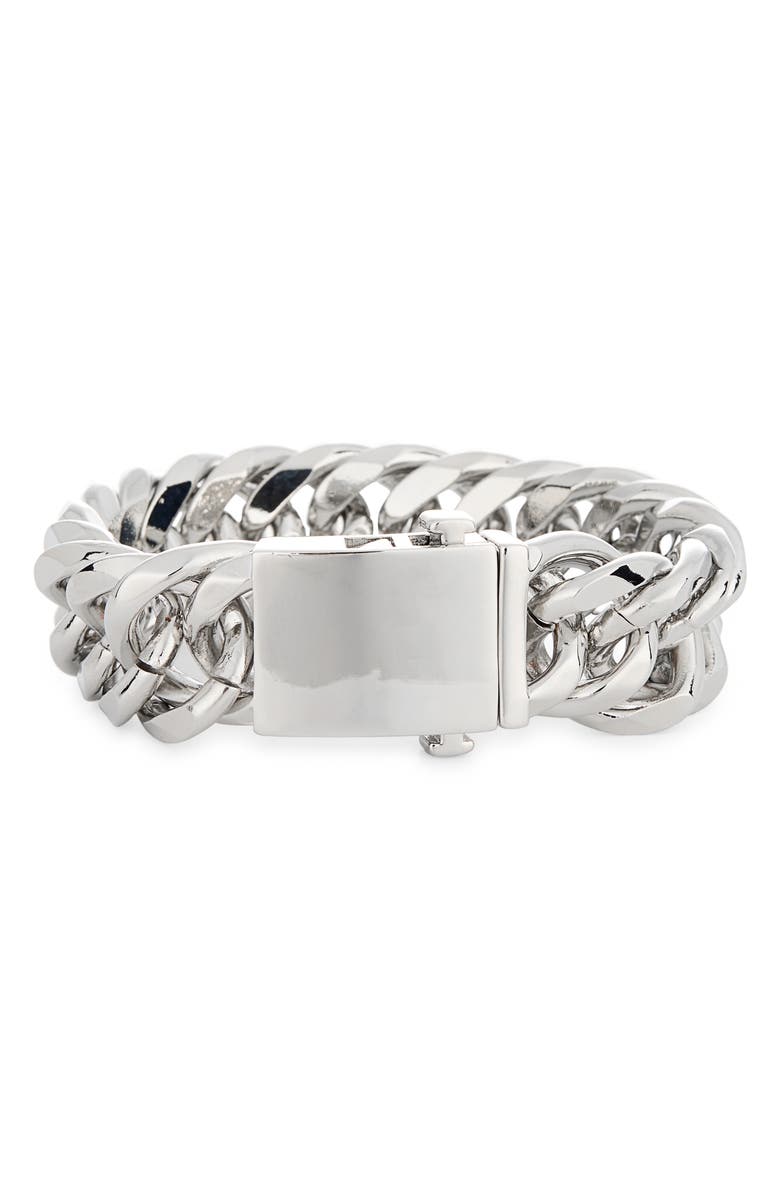 Kenneth Jay Lane Curb Chain Bracelet, Main, color, Polished Silver