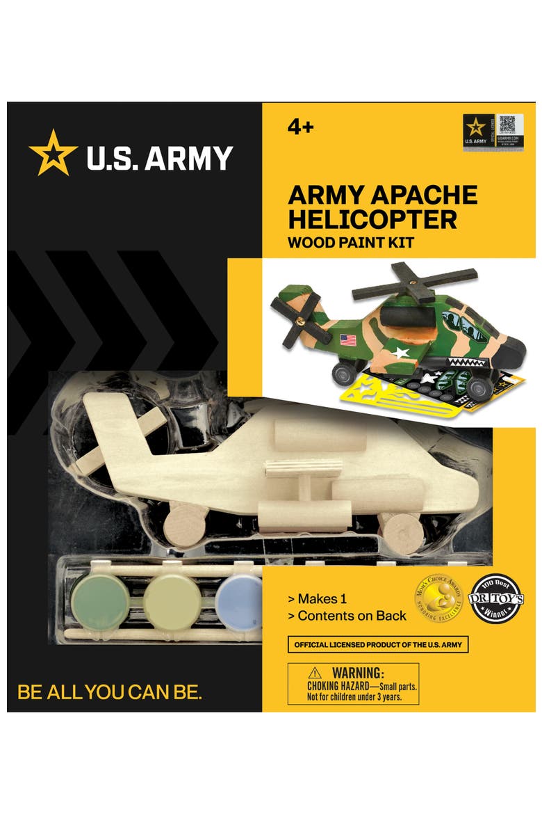 US Army Apache Helicopter Wood Craft Kit, Main, color, Multicolor