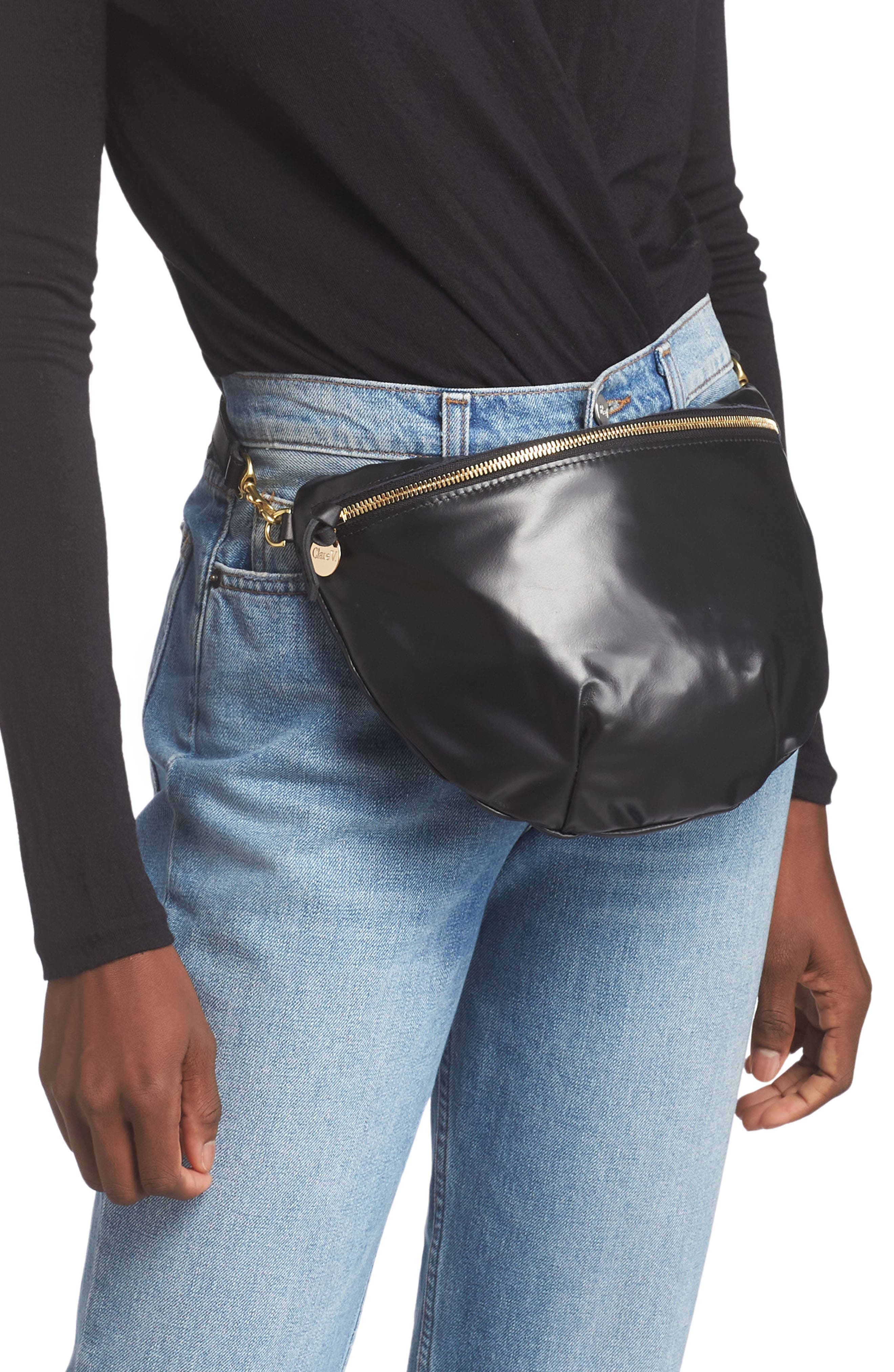 Grande Fanny Leather Belt Bag, Alternate, color, BLACK