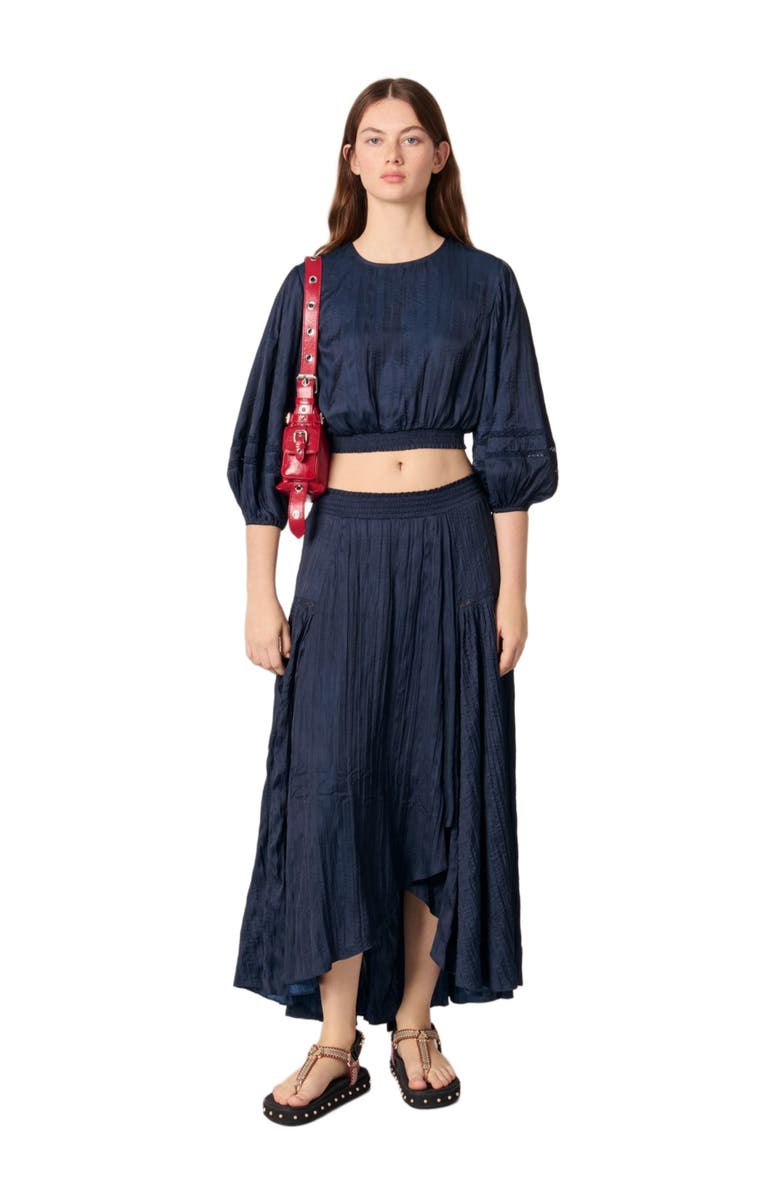 maje Satin-effect maxi skirt, Alternate, color, 