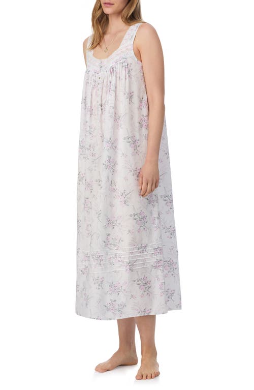Eileen West Floral Cotton Ballet Nightgown In Gray