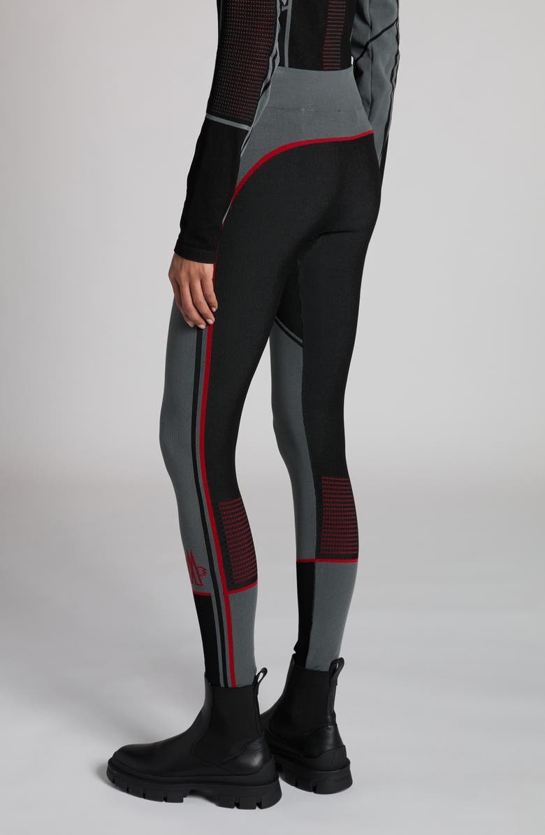 Moncler Grenoble Logo High Waist Rib Sweater Leggings, Alternate, color, 