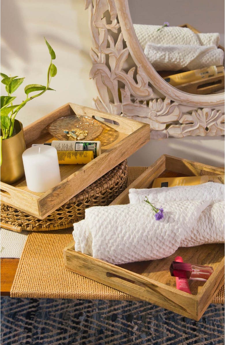 Mela Artisans Rustic Elegance Two-Tone Serving Tray Set, Alternate, color, Brown