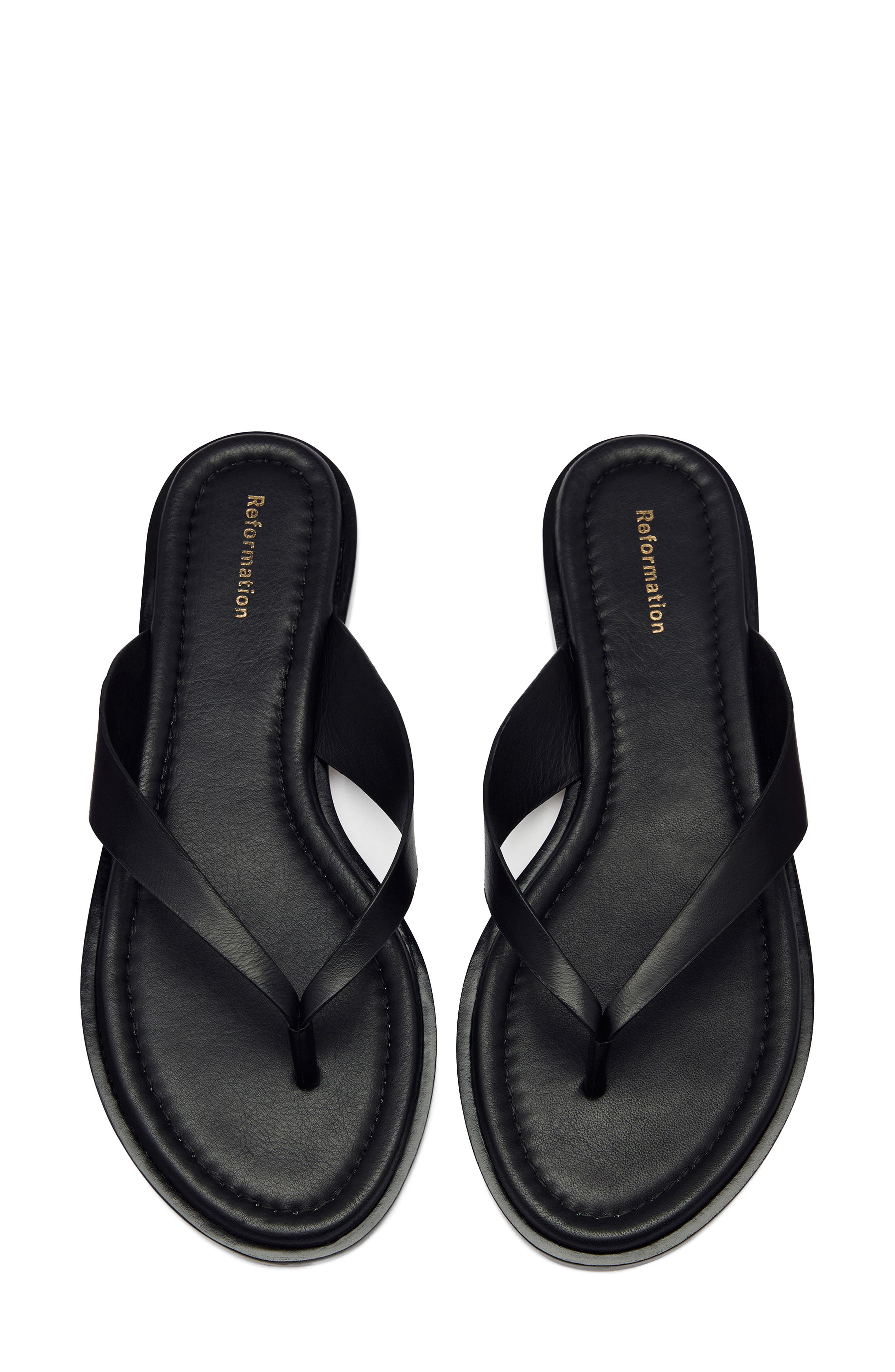 Reformation Jessie Flip Flop, Alternate, color, Black Leather