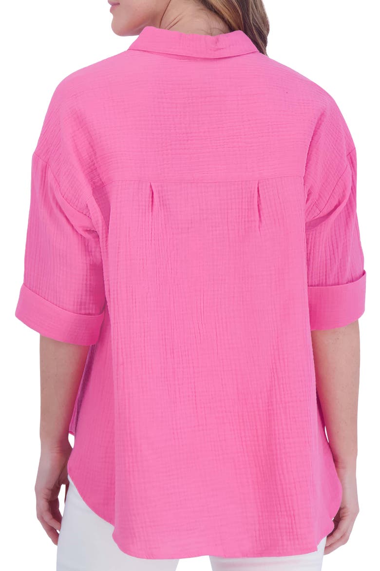 Joanna Cotton Gauze Button-Up Shirt, Alternate, color, DAHLIA