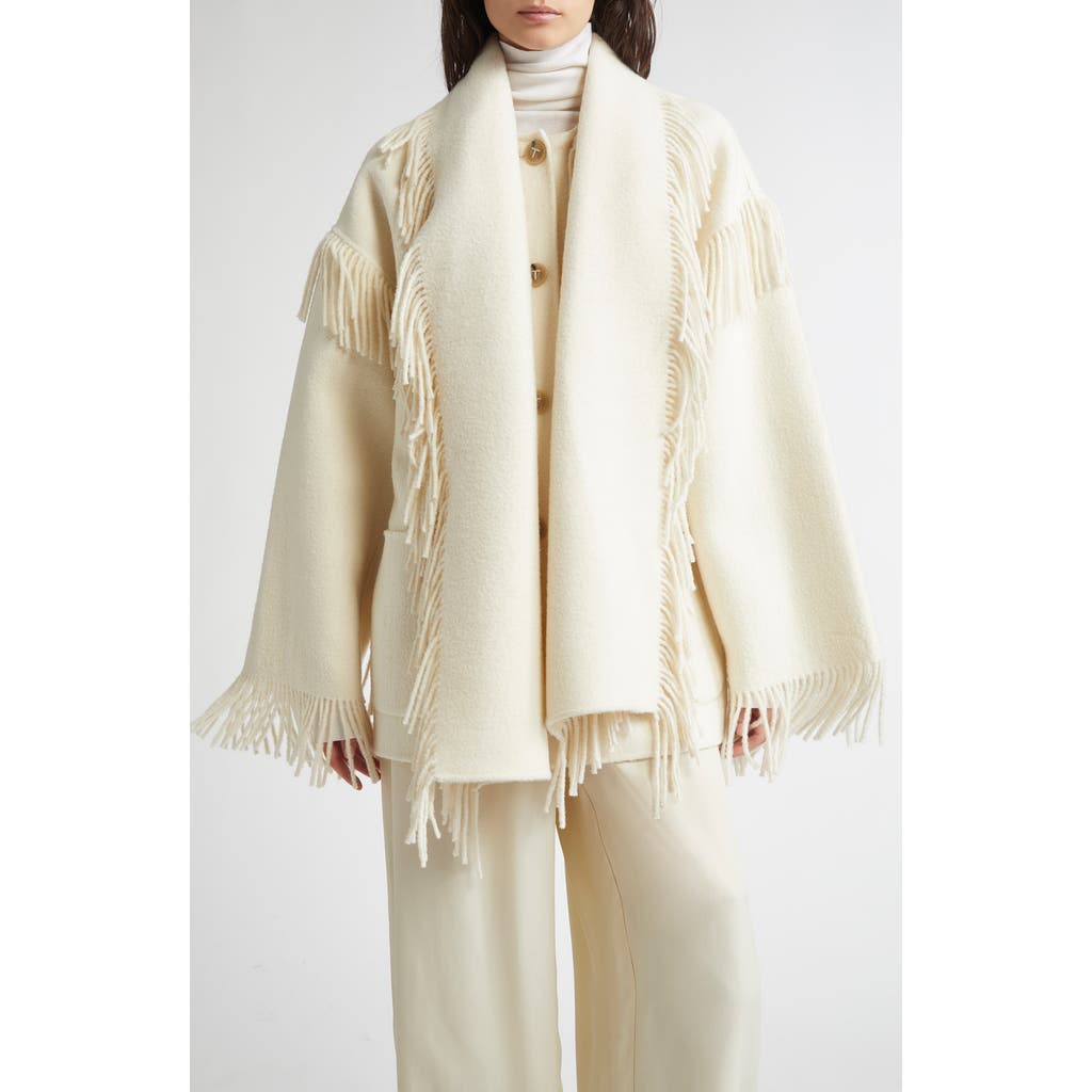 Totême Toteme Double Face Wool Blend Scarf Jacket In Neutral