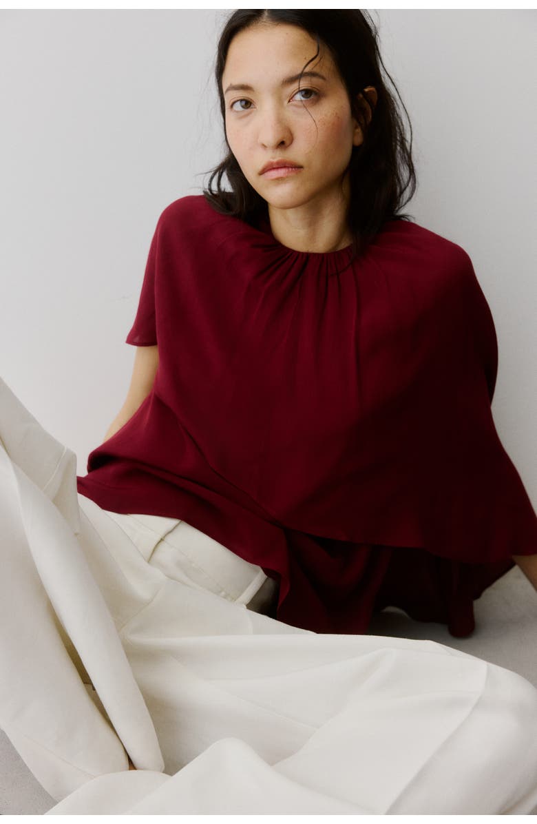 H&M Cape Blouse, Alternate, color, Dark Red