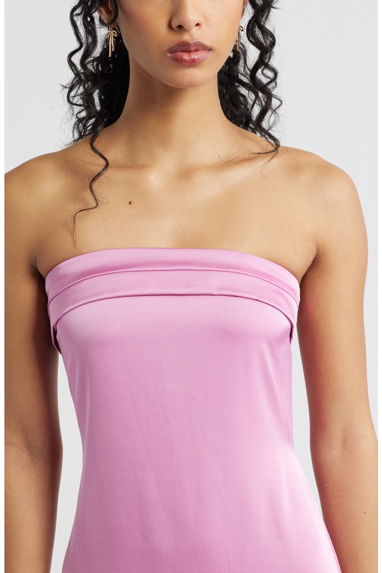 Strapless Satin Gown, Alternate, color, PINK MOONLITE