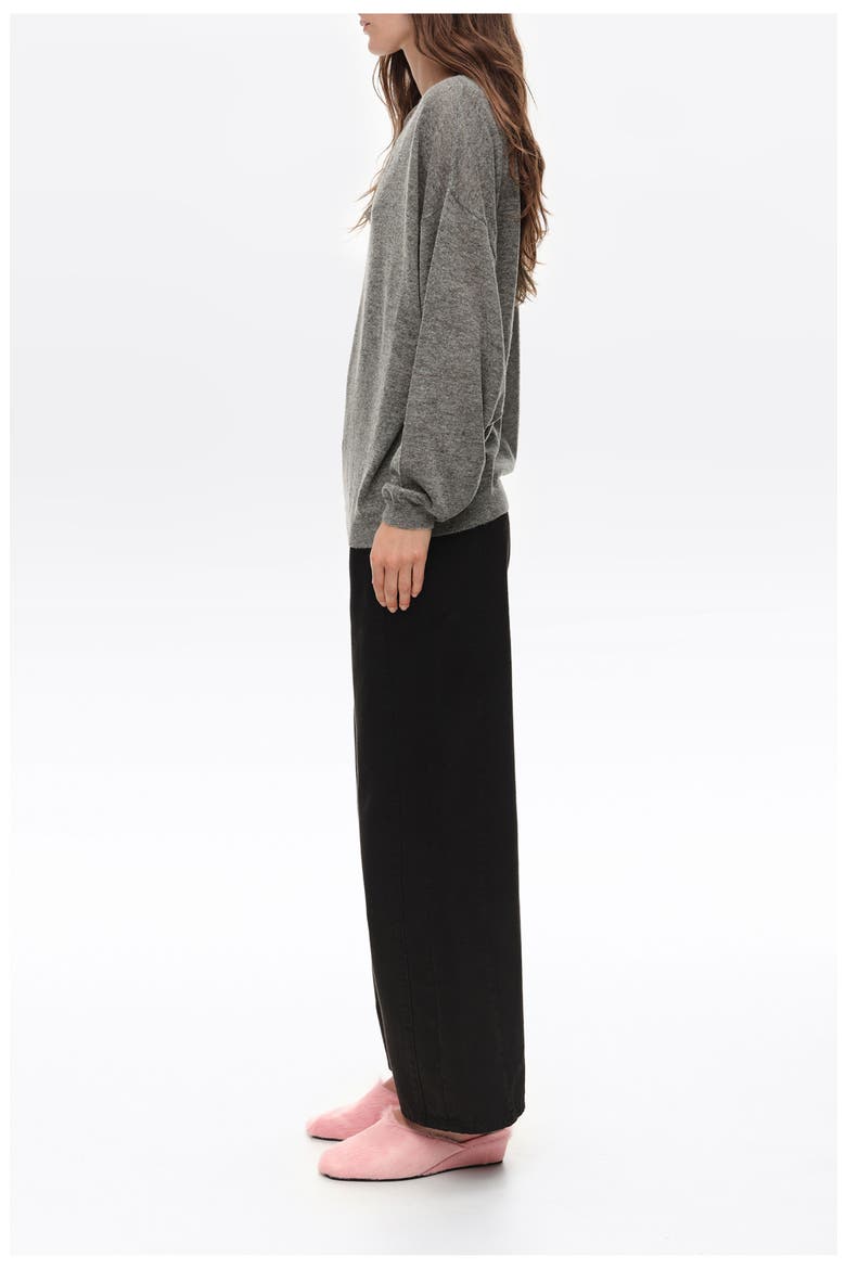 Long Wool Blend Lace Trim Sweater, Alternate, color, DARK GREY MELANGE