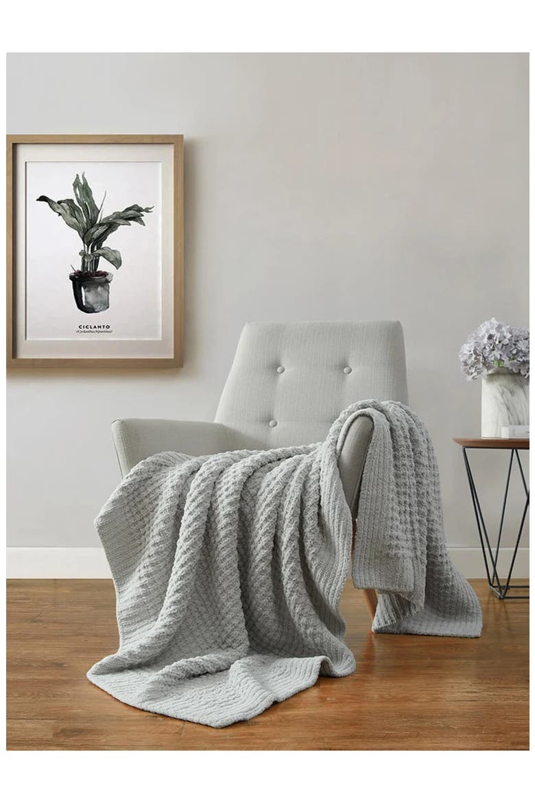 Snug Waffle Knit Throw, Alternate, color, CLOUD GREY