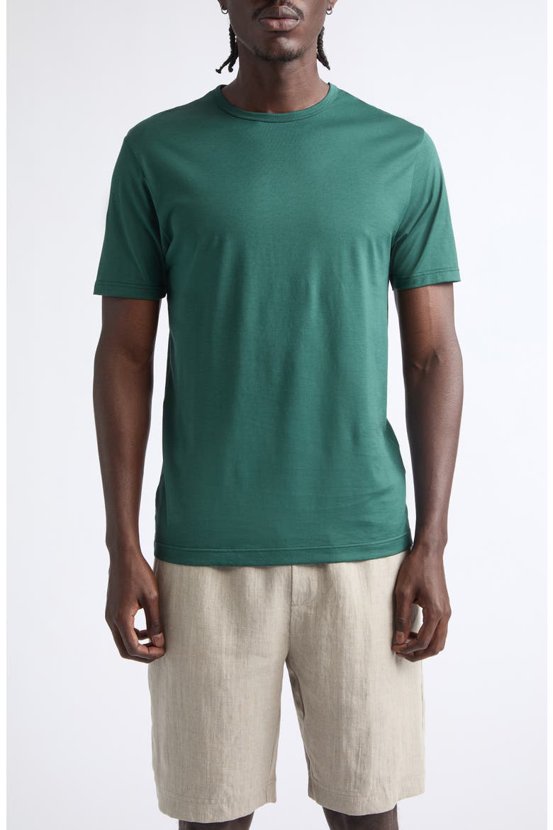 Cotton Crewneck T-Shirt, Main, color, FOREST