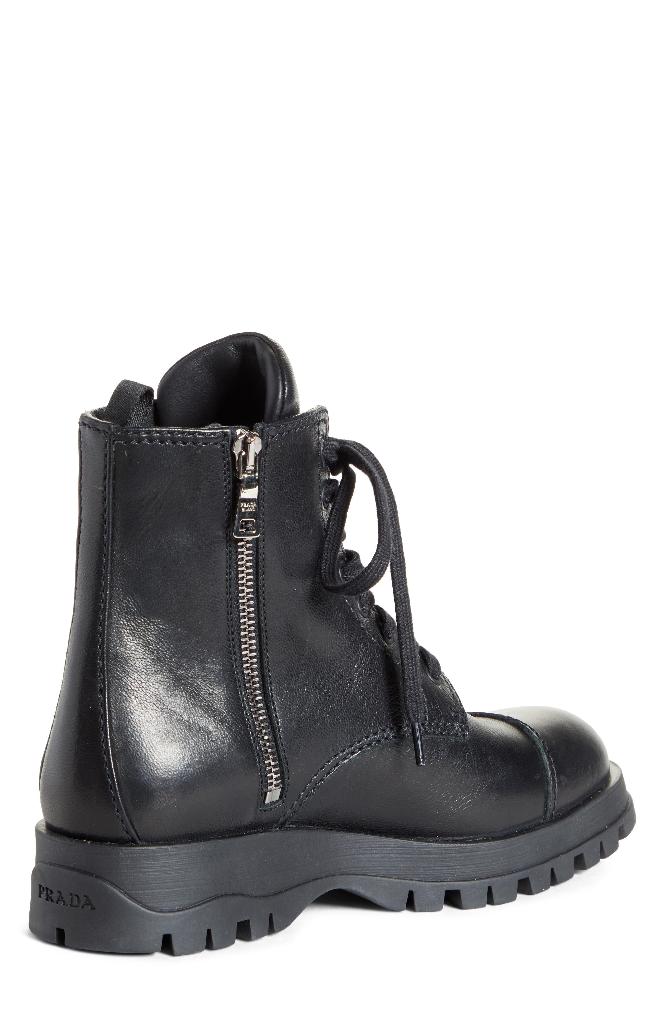 Prada Lace-Up Combat Boot, Alternate, color, 