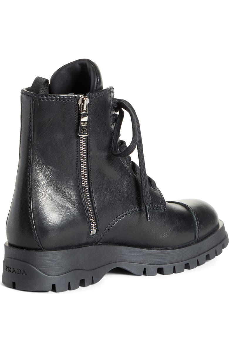 Prada Lace-Up Combat Boot, Alternate, color,