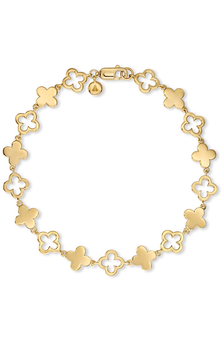 DEVATA Clover Chain Bracelet in Gold Plated Sterling Silver, 8mm, Main, color, Yellow Gold