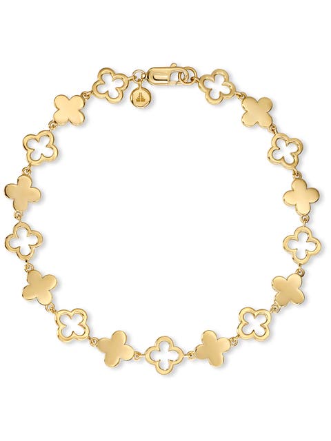 Clover Chain Bracelet in Gold Plated Sterling Silver, 8mm
