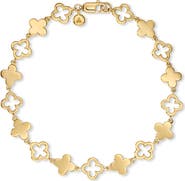 DEVATA Clover Chain Bracelet in Gold Plated Sterling Silver, 8mm