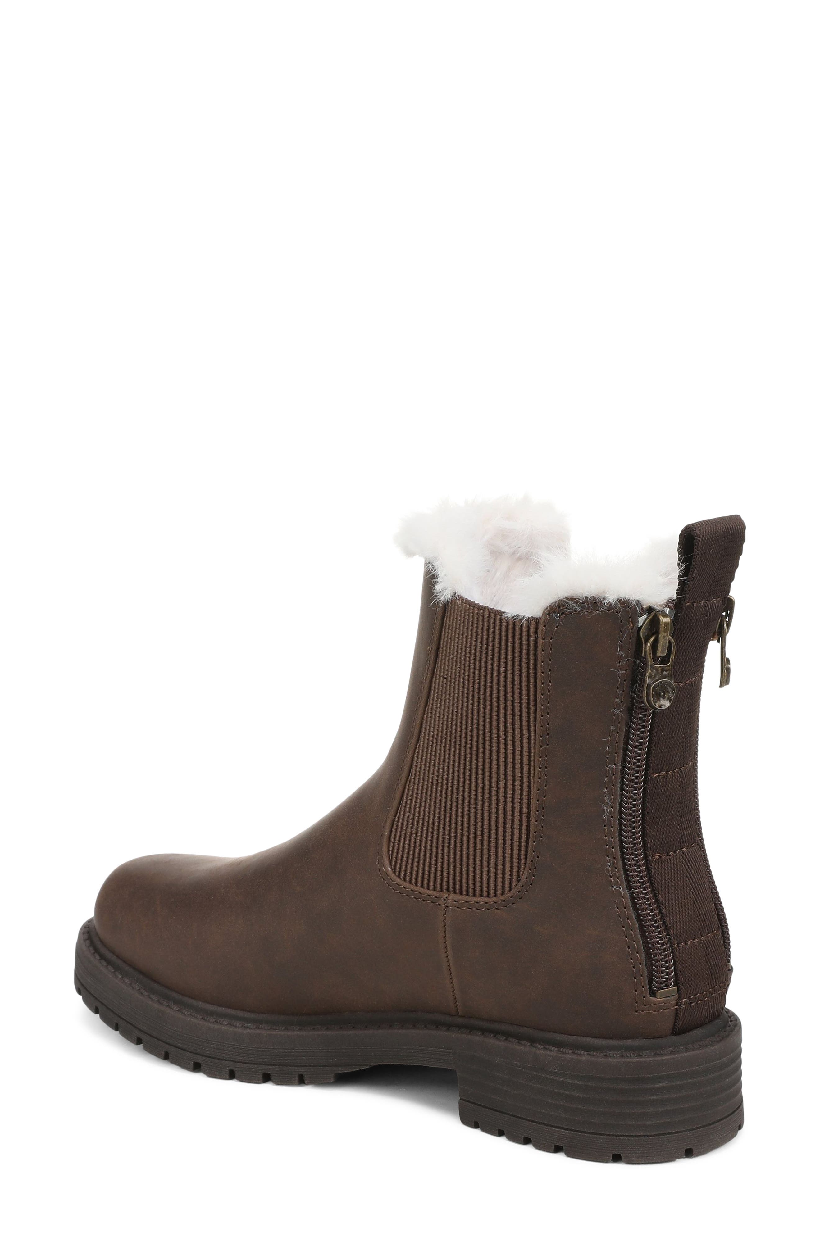 Amora Cozy Faux Leather Chelsea Boot, Alternate, color, CHOCOLATE FAUX LEATHER