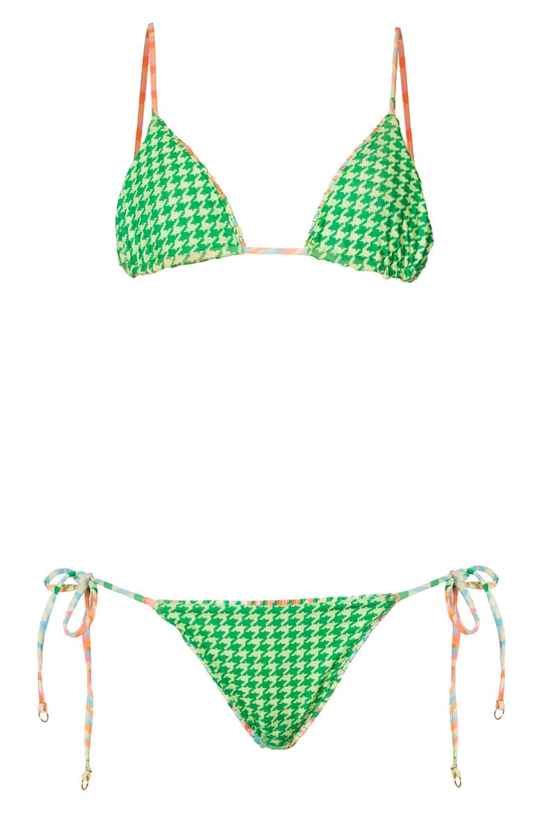 Dreamy Grid Zen Smocked Bikini Top, Alternate, color, OPEN GREEN