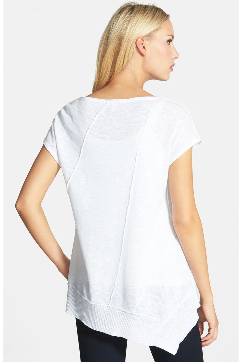 Cap Sleeve Organic Linen & Cotton Scoop Neck Top, Alternate, color, WHITE