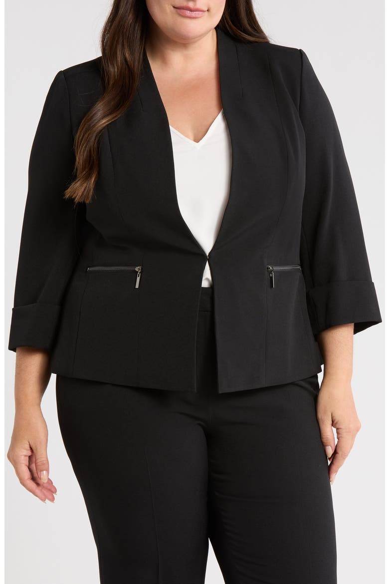 Stretch Crepe Jacket, Alternate, color, BLACK