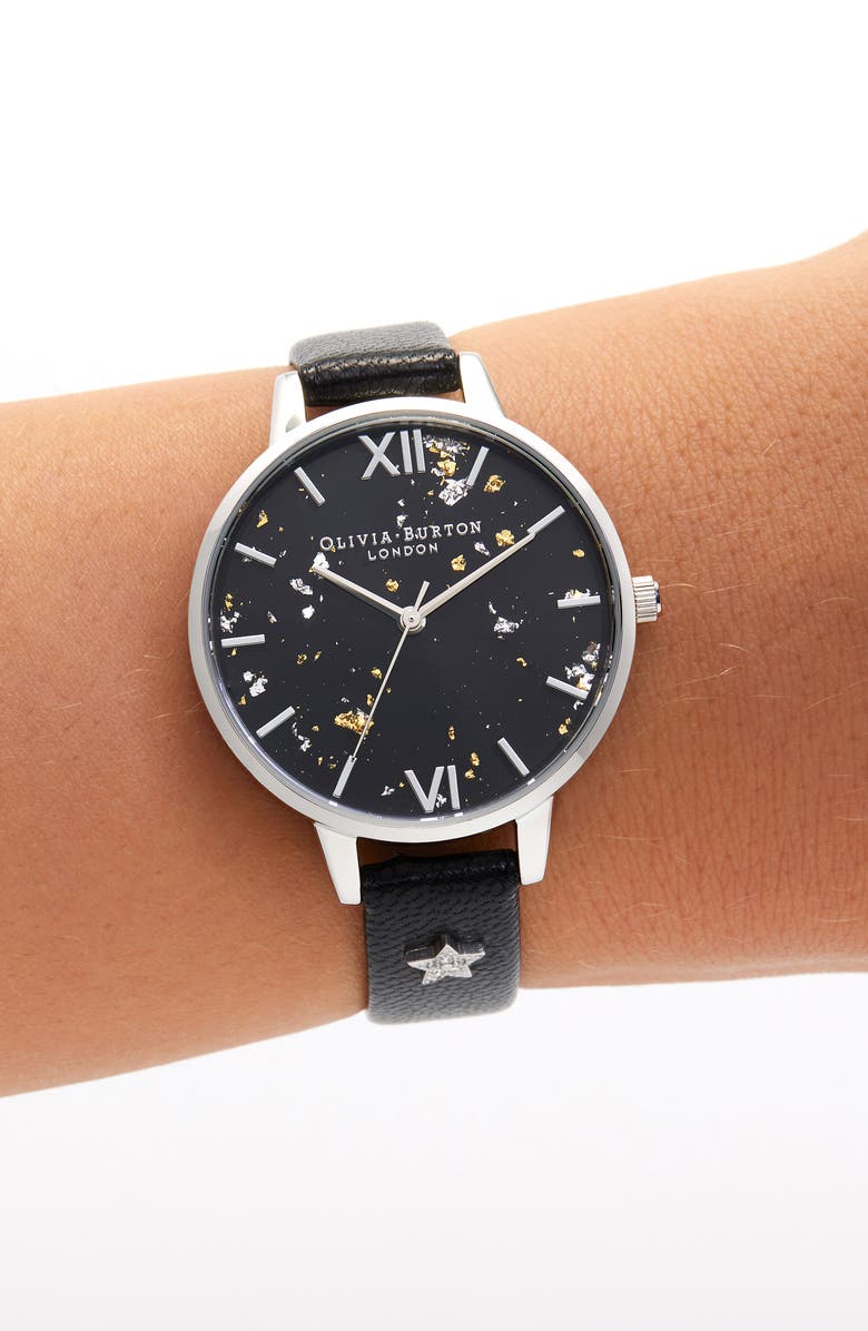 Olivia Burton Celestial Leather Strap Watch, 34mm, Alternate, color, 