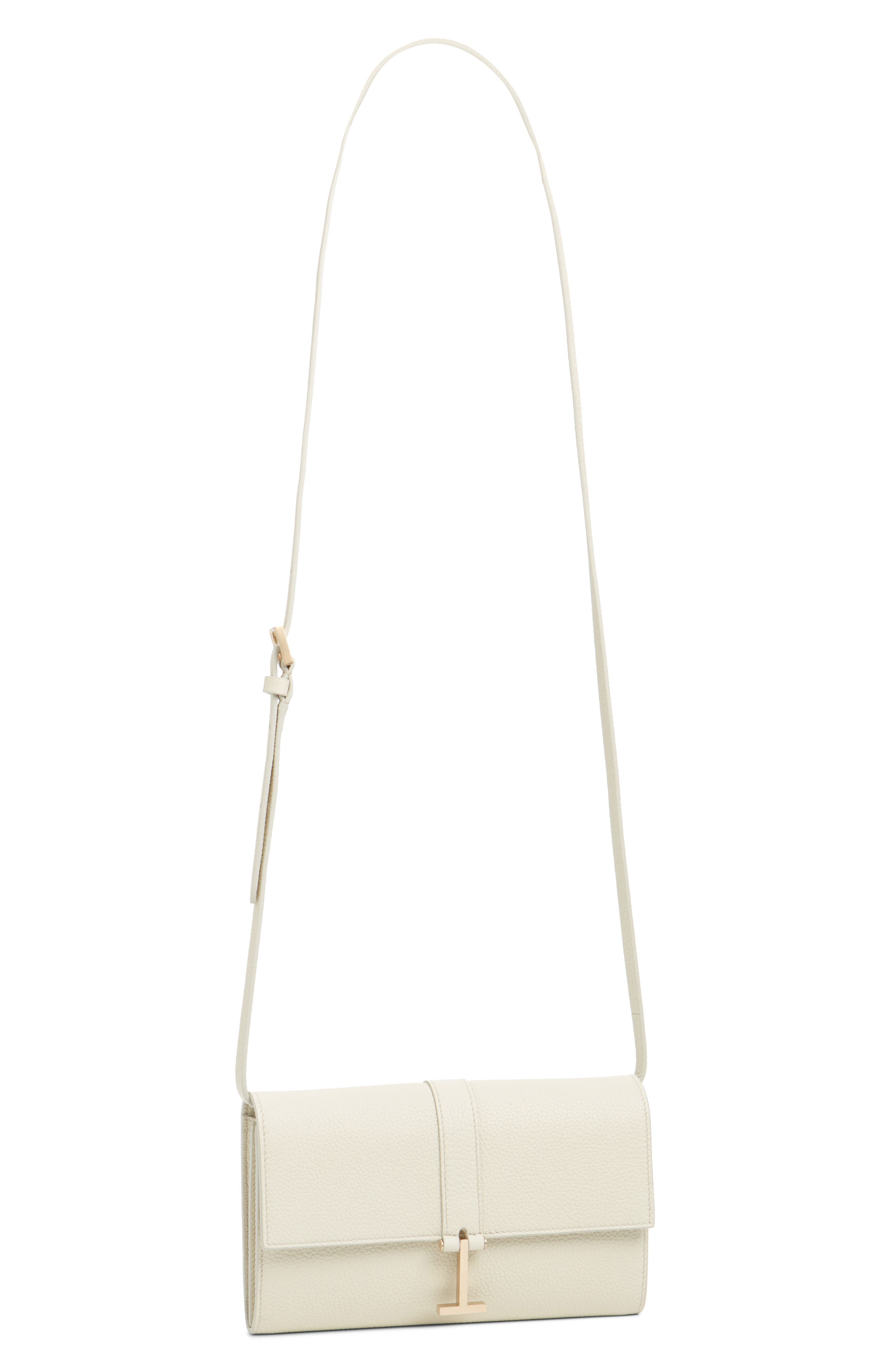 Kara Grain Leather Crossbody Wallet, Alternate, color, DOVE GREY