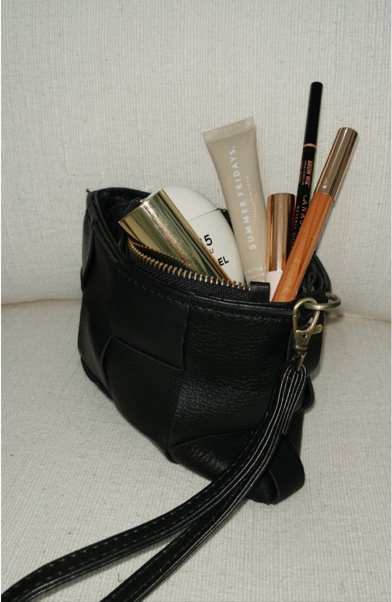 Mandrn Leather Clutch, Alternate, color, Black