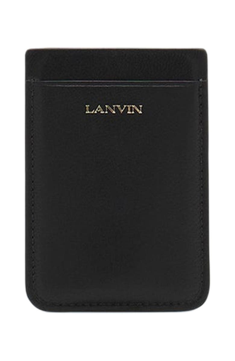 Lanvin Magnetic Leather Cardholder, Main, color, Black