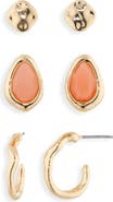 NORDSTROM RACK Set of 3 Molten Stud & Hoop Earrings