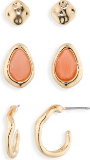 NORDSTROM RACK Set of 3 Molten Stud & Hoop Earrings