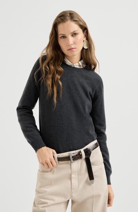 Cashmere sweater with monili