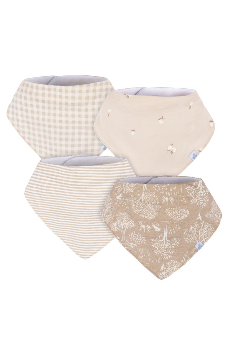 Just Born Bandana Bibs 4-Pack Blues, Main, color, Tan