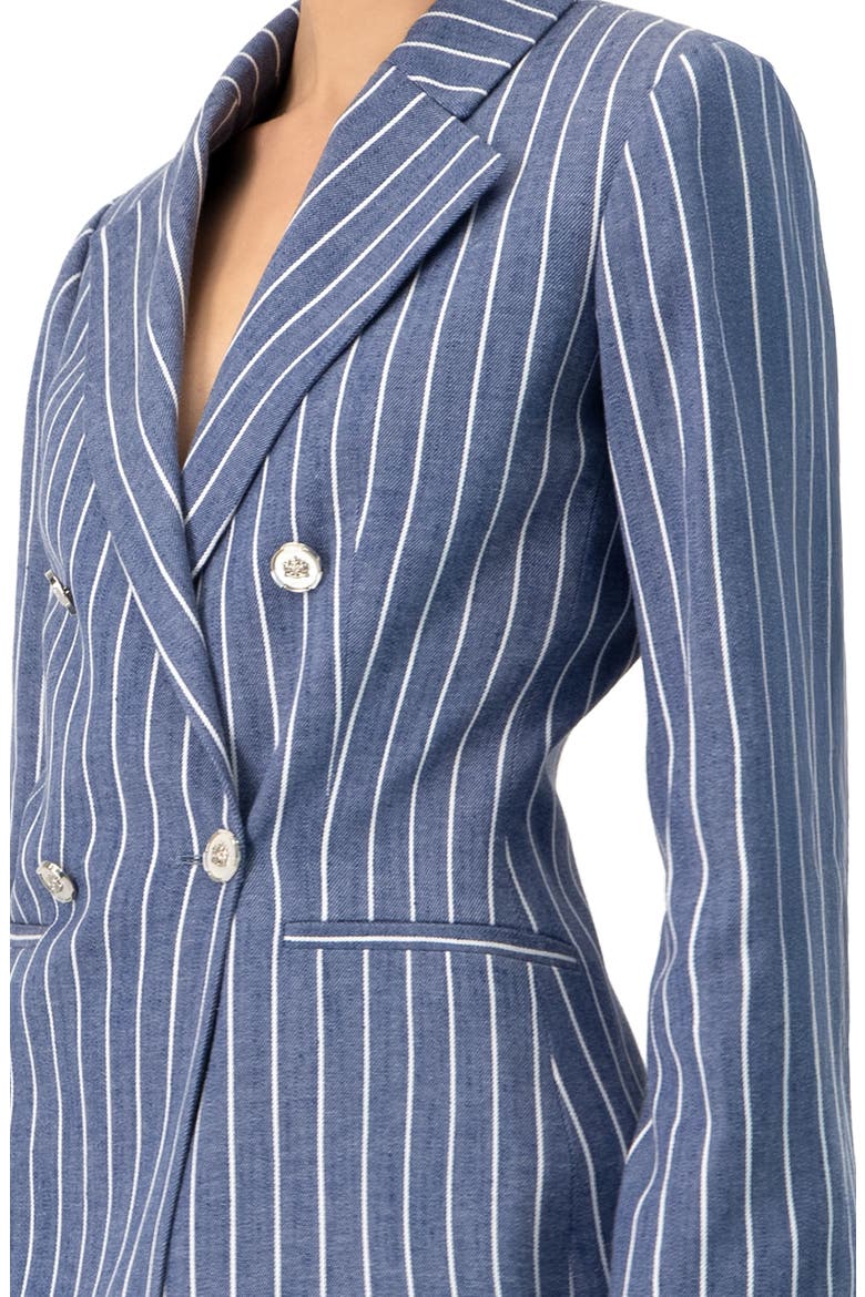Double-Breasted Striped Blazer, Alternate, color, Blue