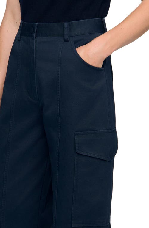 Sandro Haytham High Rise Cargo Pants In Blue