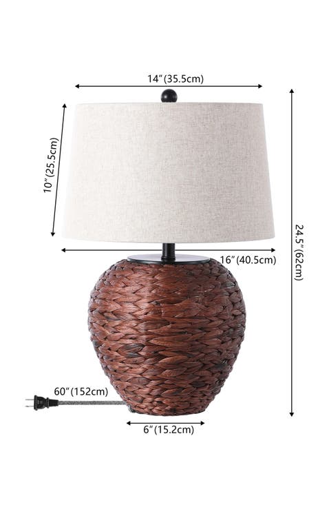Alaro Farmhouse Coastal Water Hyacinth Basket LED Table Lamp