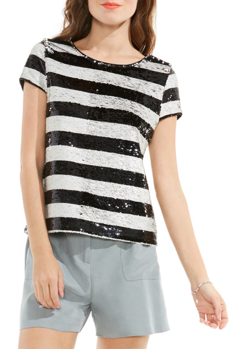 Sequin Stripe Top, Main, color, RICH BLACK