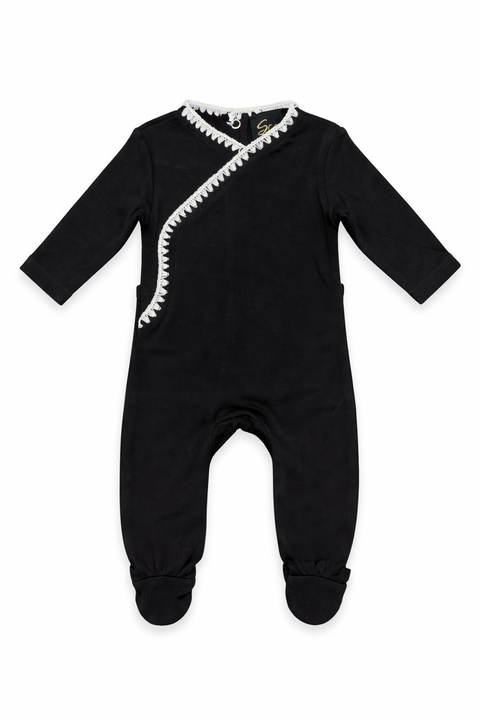 Rick Rack Wrap Front Long Sleeve Romper