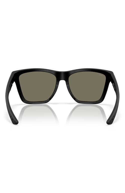 Costa Del Mar 57mm Polarized Mirrored Rectangular Sunglasses In Matte Black/blue Mirror 580g