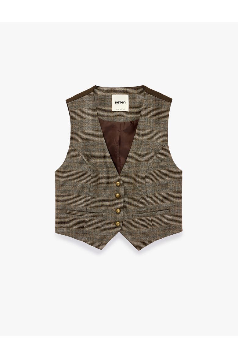 Sleeveless Classic Vest, Alternate, color, BROWN CHECK