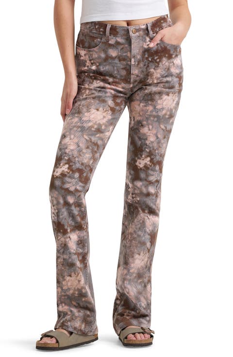 Western High Waist Straight Leg Jeans (Botanical Camo)