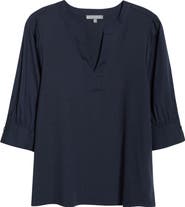 Wit & Wisdom Mixed Media Puff Sleeve Top