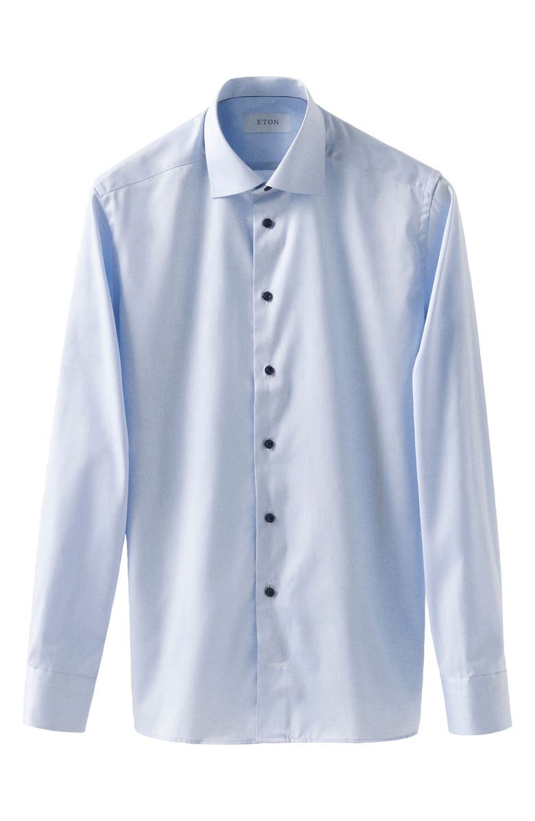 Eton Contemporary Fit Twill Dress Shirt, Alternate, color, Lt/ Pastel Blue
