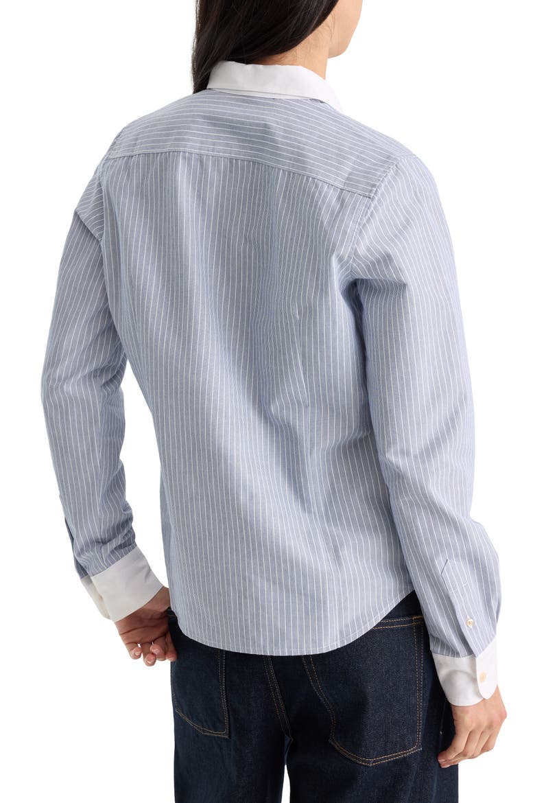 The Oxford Contrast Striped Shirt, Alternate, color, SLATE BLUE STRIPE