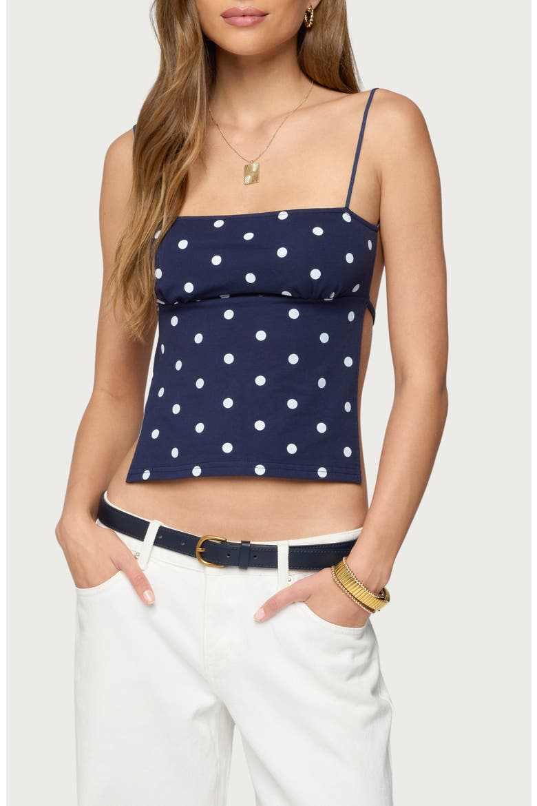 Jinx Polka Dot Open Back Camisole, Main, color, NAVY-AND-WHITE