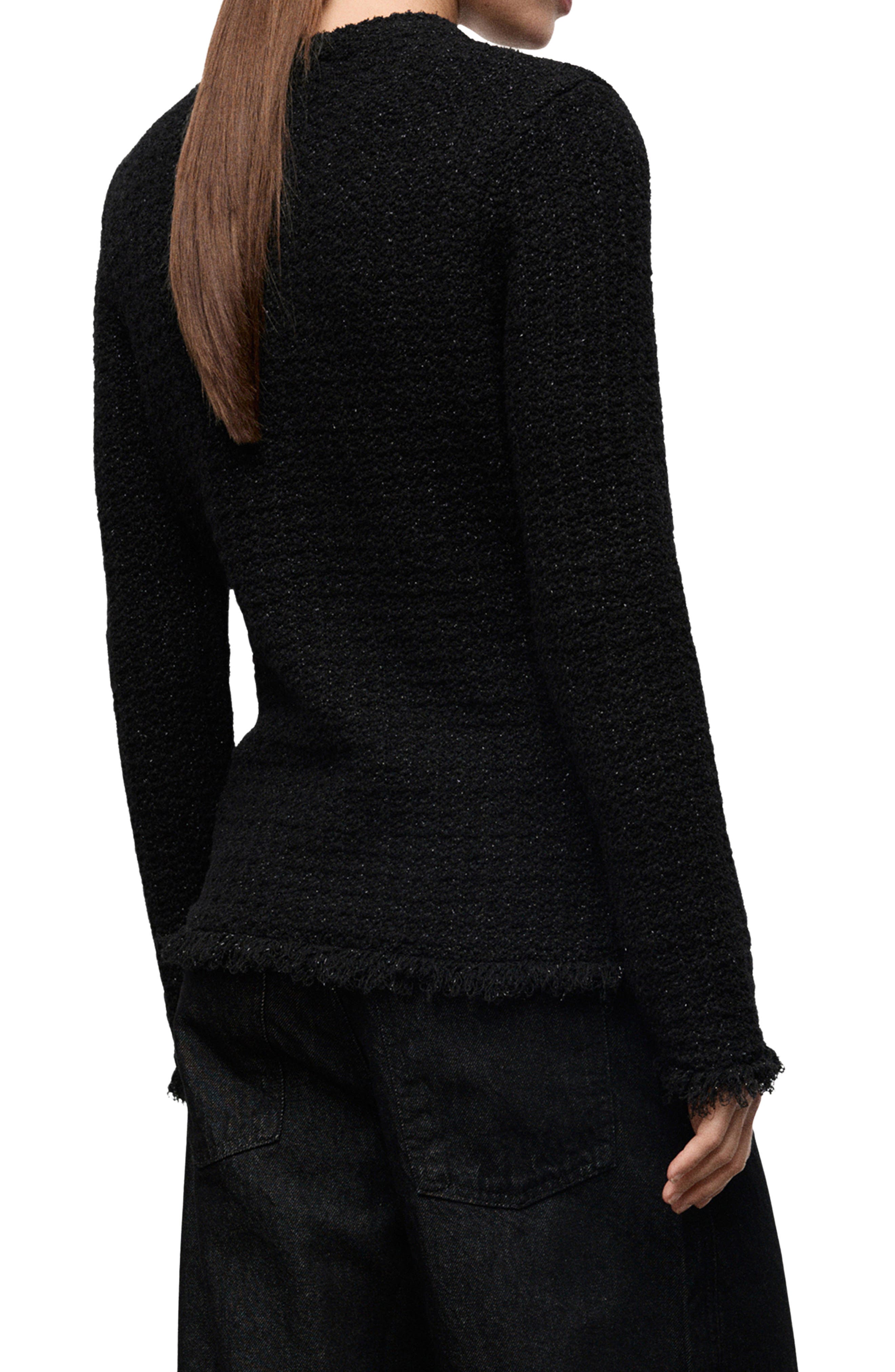 Frayed Metallic Tweed Cardigan - image 2
