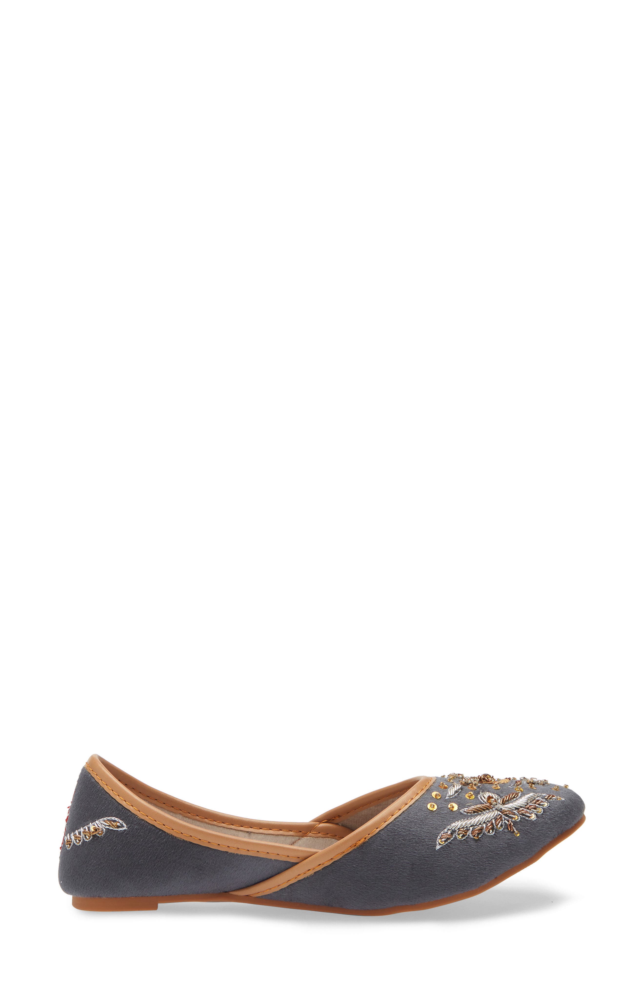 FUCHSIA Eloise Embroidered Jutti Flat, Alternate, color, Gray