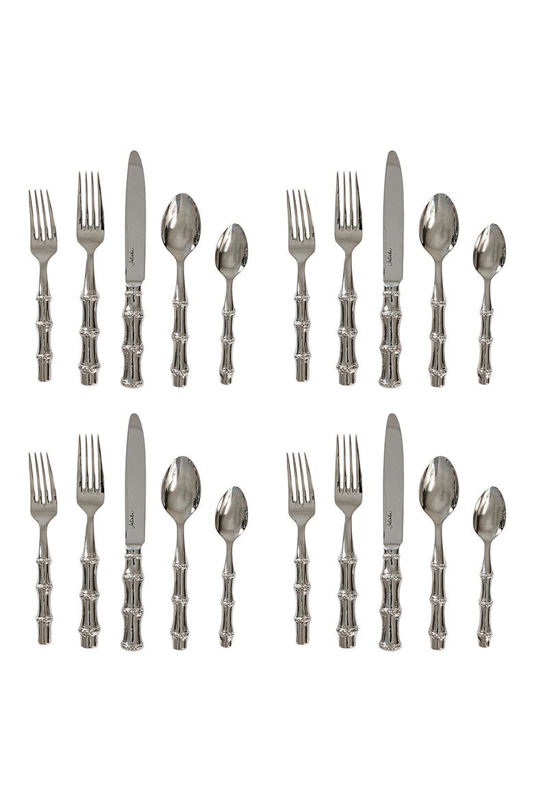 Bamboo 20-Piece Flatware Set, Main, color, POLISHED