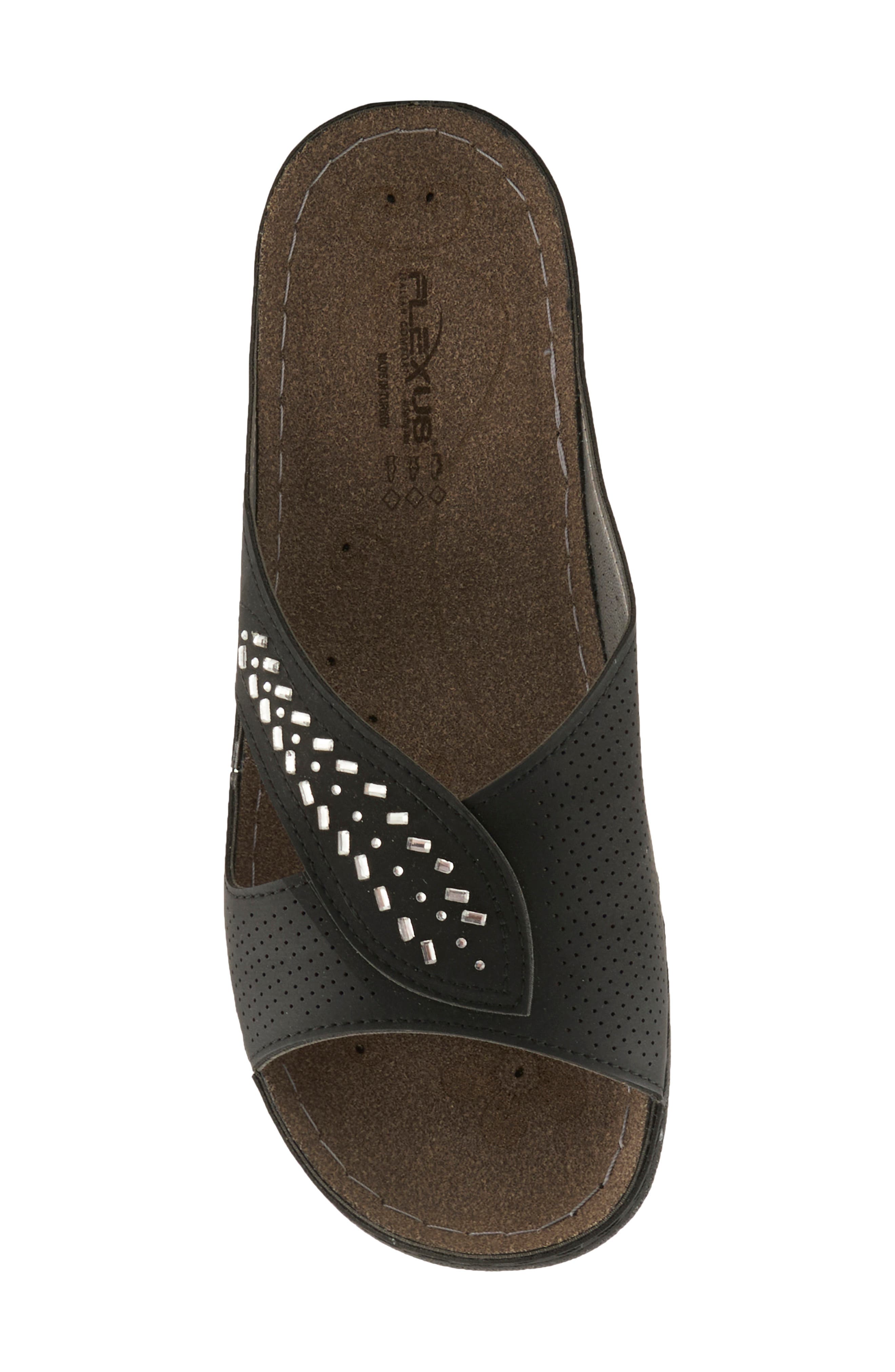 Rhinestone Wedge Slide Sandal, Alternate, color, BLACK